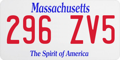 MA license plate 296ZV5