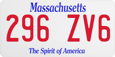 MA license plate 296ZV6