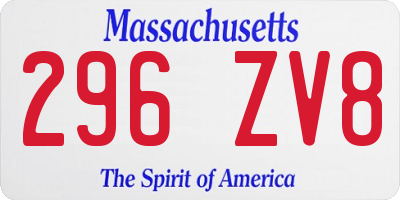 MA license plate 296ZV8