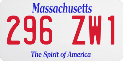 MA license plate 296ZW1