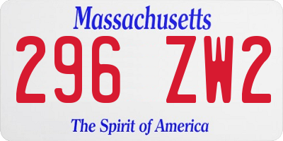 MA license plate 296ZW2