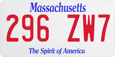 MA license plate 296ZW7