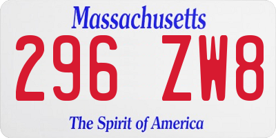 MA license plate 296ZW8