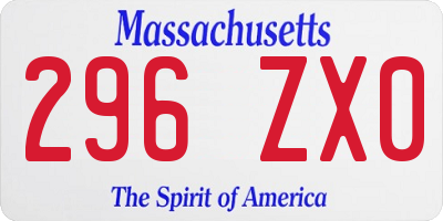 MA license plate 296ZX0