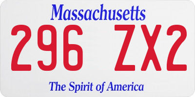 MA license plate 296ZX2
