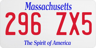 MA license plate 296ZX5