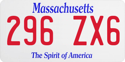 MA license plate 296ZX6