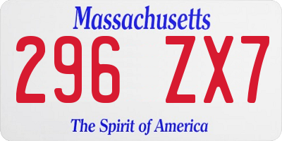 MA license plate 296ZX7