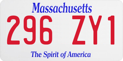 MA license plate 296ZY1