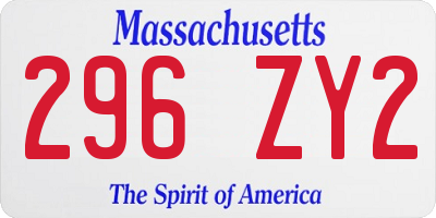 MA license plate 296ZY2