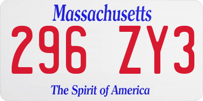 MA license plate 296ZY3