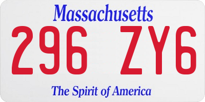 MA license plate 296ZY6