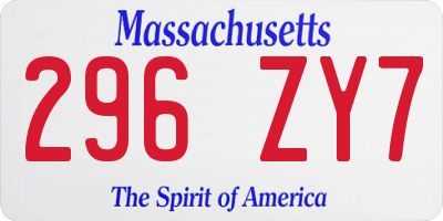 MA license plate 296ZY7
