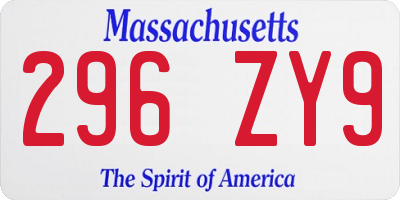 MA license plate 296ZY9