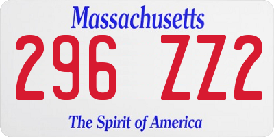 MA license plate 296ZZ2