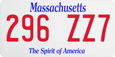MA license plate 296ZZ7