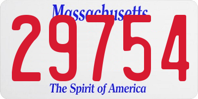 MA license plate 29754