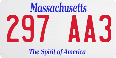 MA license plate 297AA3