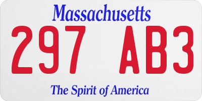 MA license plate 297AB3