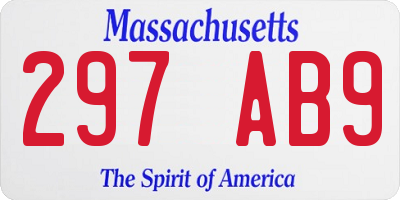 MA license plate 297AB9