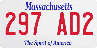 MA license plate 297AD2
