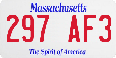 MA license plate 297AF3