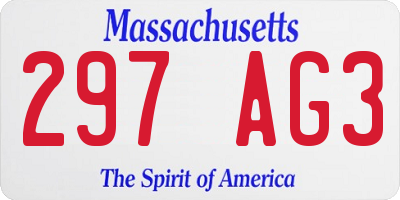 MA license plate 297AG3