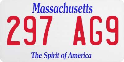 MA license plate 297AG9