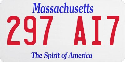 MA license plate 297AI7