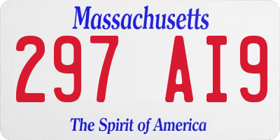 MA license plate 297AI9