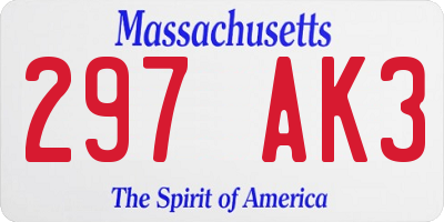 MA license plate 297AK3