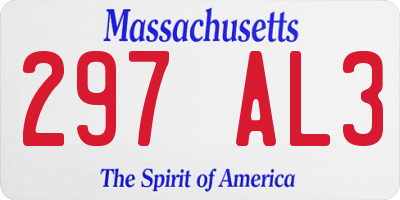 MA license plate 297AL3