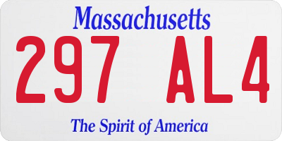 MA license plate 297AL4