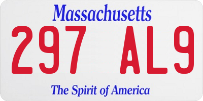 MA license plate 297AL9