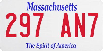MA license plate 297AN7