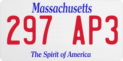 MA license plate 297AP3