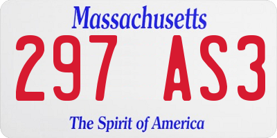MA license plate 297AS3