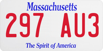 MA license plate 297AU3