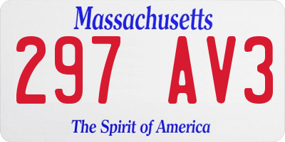 MA license plate 297AV3