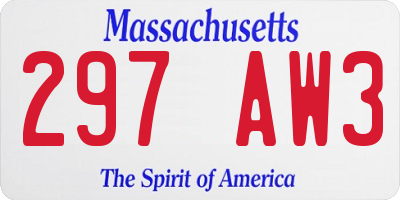 MA license plate 297AW3