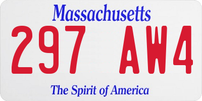 MA license plate 297AW4