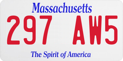 MA license plate 297AW5