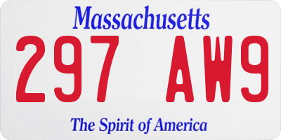 MA license plate 297AW9