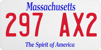 MA license plate 297AX2