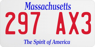 MA license plate 297AX3