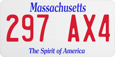 MA license plate 297AX4
