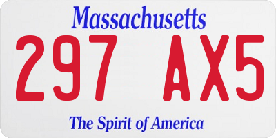 MA license plate 297AX5