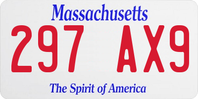 MA license plate 297AX9