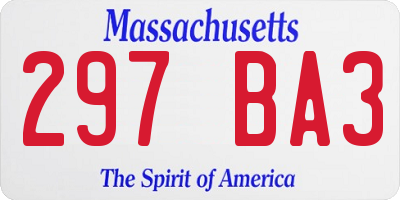 MA license plate 297BA3