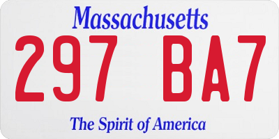 MA license plate 297BA7